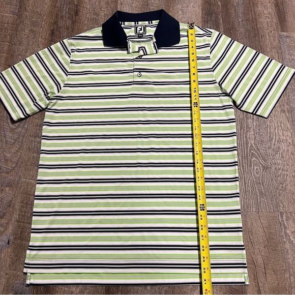 FootJoy Golf Polo Shirt Men large Green Navy blue Striped Soft Stretch No Course - Picture 2 of 9